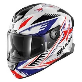 Casco integrale a doppia visiera con LED integrati SKWAL 2.2 DRAGHAL    Bianco-Blu-Rosso
