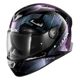 Casco integrale a doppia visiera con LED integrati SKWAL 2.2 VENGER    Nero-Glitter-Nero