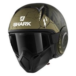 Casco Jet con mascherina e googles STREET DRAK CROWER Mat Nero-Verde Opaco