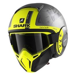 Casco Jet con mascherina e googles STREET DRAK TRIBUTE RM Mat Antracite-Giallo Fluo