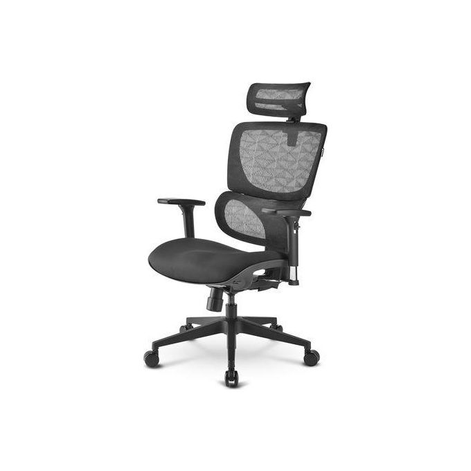 Sharkoon Sedia Office Fabric Seat Base Class-4 Gaslift 3D Armrest Headrest 5 Heights Adjustable