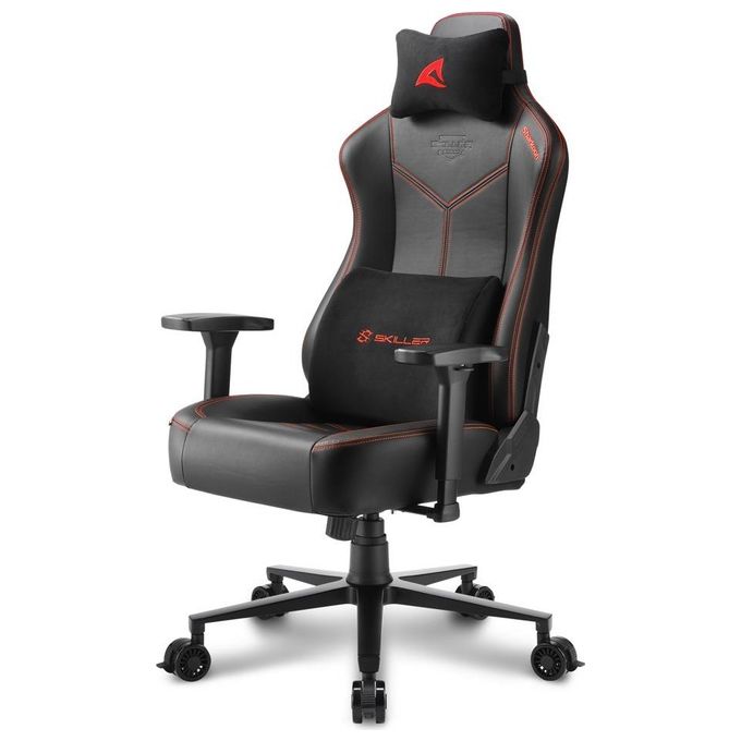 Sharkoon SKILLER SGS30 sedia in Pelle Sintetica, Dimensioni Comfort Rosso Nera