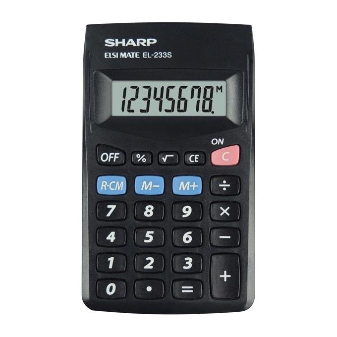 Sharp Elsi Mate El-233sb Calcolatrice Tascabile 8 Cifre Nero