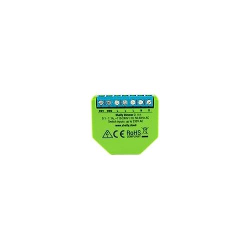 SHELLY DIMMER 2 Dispositivo Wi-Fi per il Controllo di Luci Alogene, LED, Trasformatori Ferromagnetici Dimmerabili, Supportati da un'alimentazione di 110-230V, New, Verde