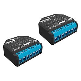 Plus 2PM Pack Doppio (x2), Relè Wi-Fi e Bluetooth a 2 canali, Automatizzazione di Tapparelle, Tende, Luci e Interruttori, Misurazione dei Consumi, Nero