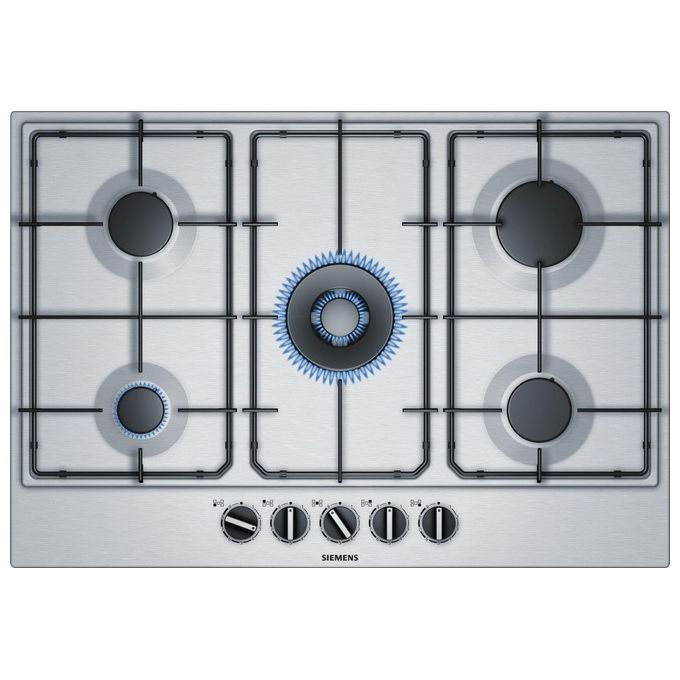 Siemens EC7A5QB80 Piano Cottura a Gas 75cm 5 Fuochi in Acciaio Inox