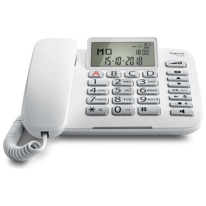 Siemens Gigaset DL580 Telefono Fisso Grandi Tasti Bianco
