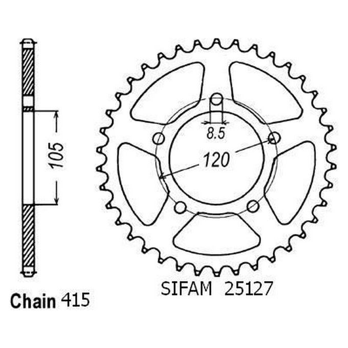 Sifam Corona Aprilia 50 Rx 1993-1998 - 415 - 45 Denti - Simile a JTR2011