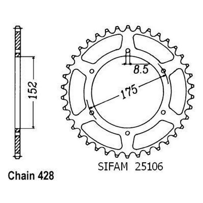 Sifam Corona Yamaha Dtr 125 Elec. 1989-1998 - 428 - 58 Denti - Simile a JTR839