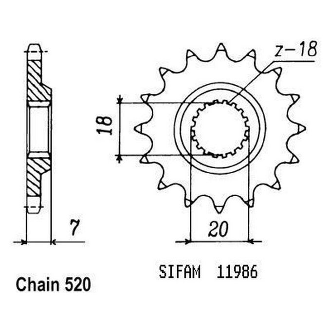 Sifam Pignone 125 Rm 1992-2000 - 520 - 11 Denti - Simile a JTF427