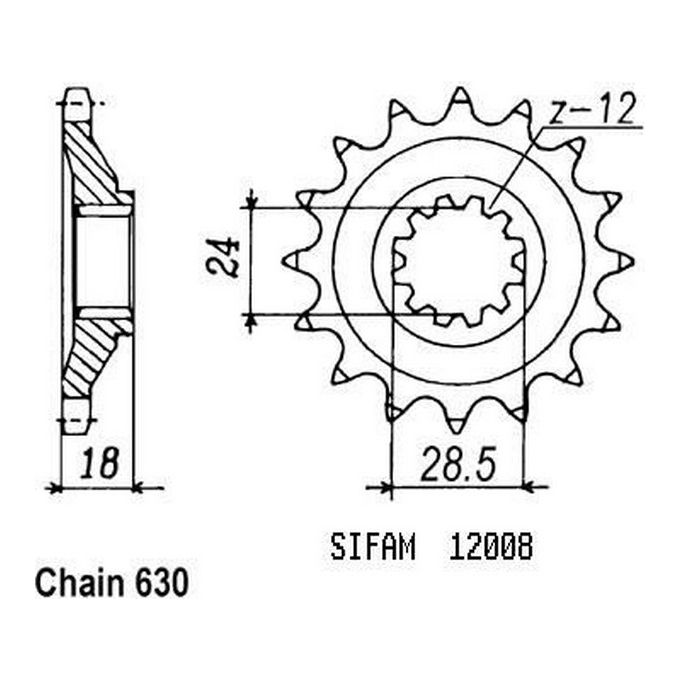 Sifam Pignone Gpz 1100 Unitrack 1983-1985 - 630 - 15 Denti - Simile a JTF523