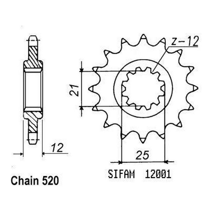 Sifam Pignone Husaberg/Husqvarna - 125 Wr 1984-1990 - 520 - 12 Denti - Simile a JTF823