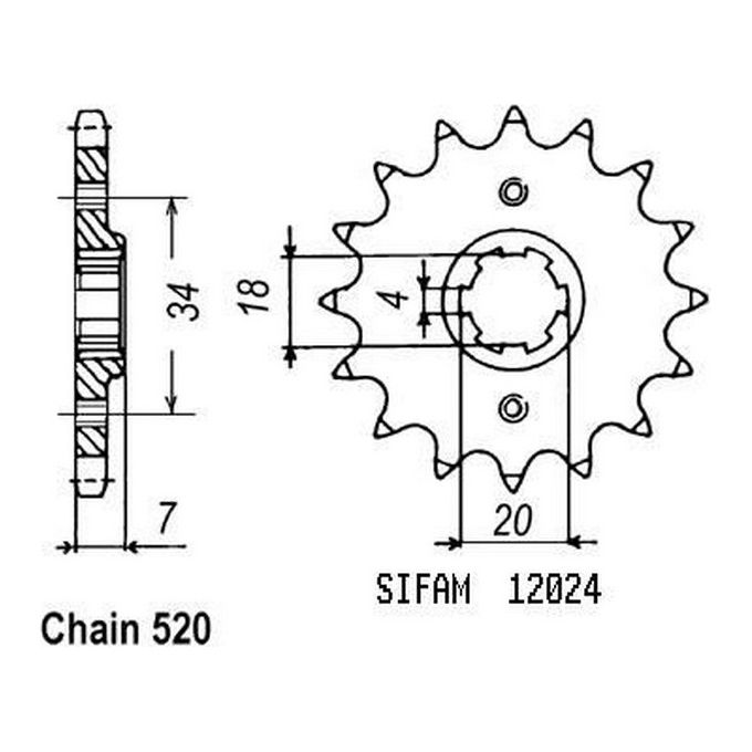 Sifam Pignone Mtx 125 R 1983-1994 - 520 - 12 Denti - Simile a JTF329