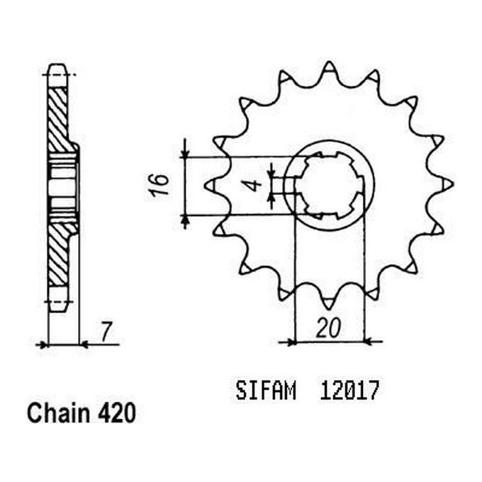 Sifam Pignone Suzuki Rmx 50 1997-1998 - 420 - 14 Denti - Simile a JTF413