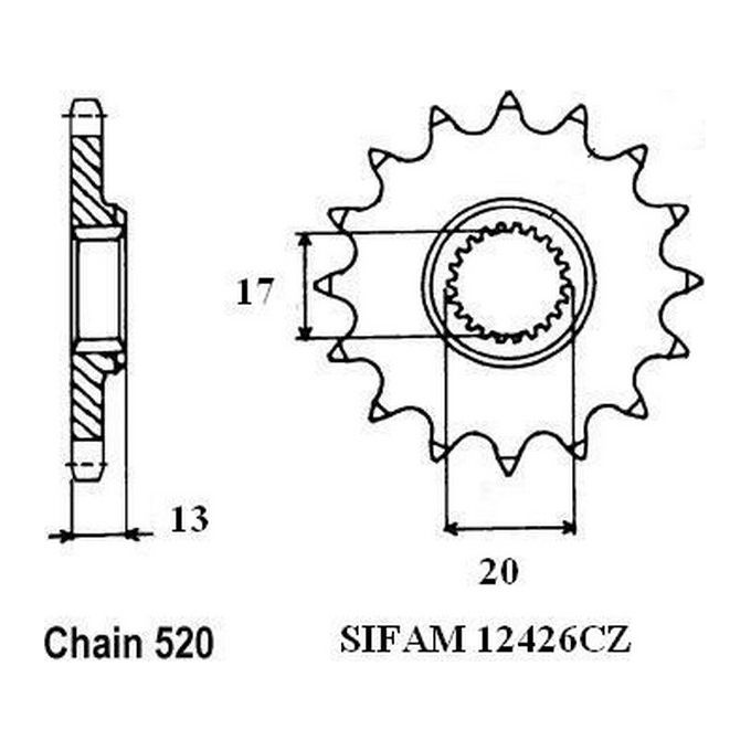 Sifam Pignone Tm 125 Cross - 520 - 12 Denti