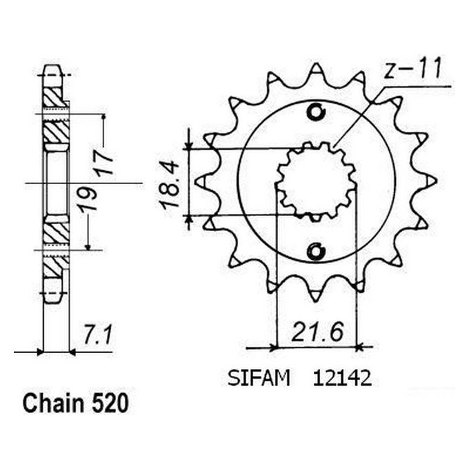Sifam Pignone Xr 250 R 1996-2001 - 520 - 13 Denti - Simile a JTF1321