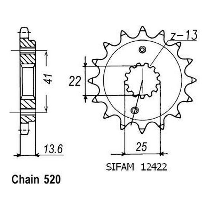 Sifam Pignone Xr 650 R 2000-2001 - 520 - 13 Denti - Simile a JTF1307