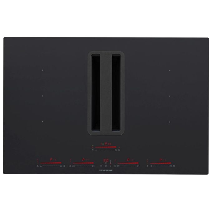 Silverline 7170.8.733.02 FLOW-IN-PRO MAX Piano cottura induzione con cappa integrata 85 cm 4 zone 7.4 kW 670 m³-h Classe A+ 59 dB colore Nero