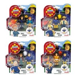 Sam Il Pompiere Set Due Personaggi Articolati 7.5cm con Accessori Assortiti