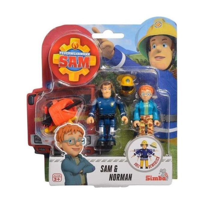 Simba Sam Il Pompiere Set Due Personaggi Articolati 7.5cm con Accessori Assortiti