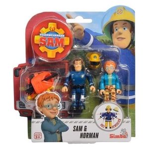Simba Sam Il Pompiere Set Due Personaggi Articolati 7.5cm con Accessori Assortiti