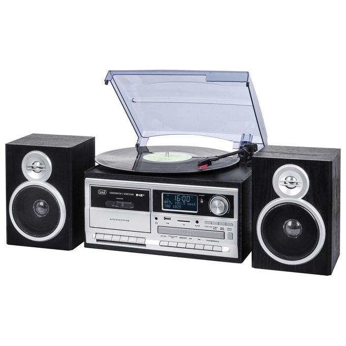 Image of Trevi - Sistema Stereo Giradischi con Ricevitore Digitale DAB-DAB+ Bluetooth Encoding lettura di dischi in vinile a 33, 45 e 78 giri con connessione wireless senza fili Bluetooth