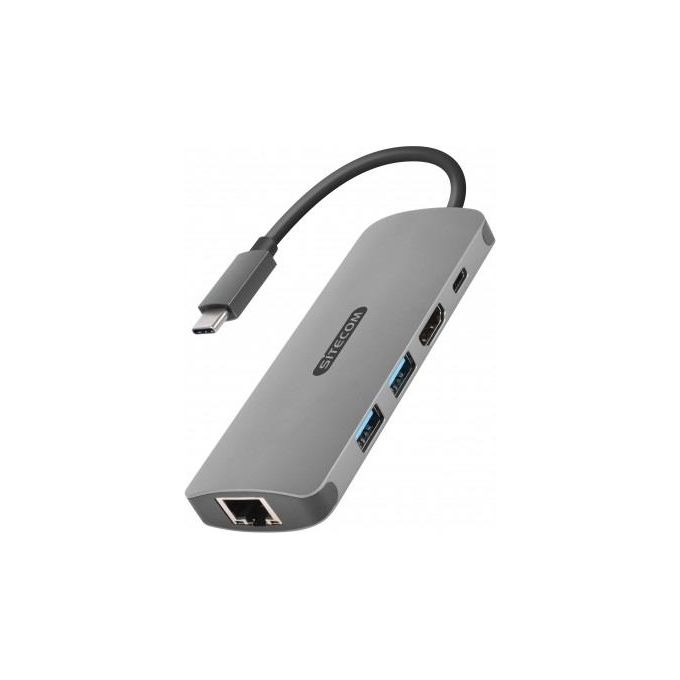 Sitecom Adattatore Usb-C Hdmi RJ45 Usb-C 2x Usb 3.0 Grigio