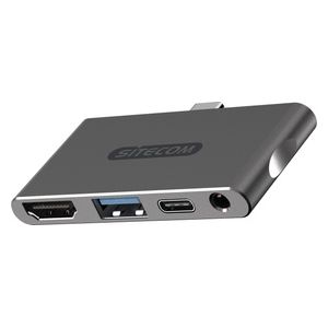 Sitecom CN-392 USB-C Adattatore Mobile Multiporta Usb-C to 1x HDMI + 1x Usb 3.1 + 1x 3.5mm Audio + 1x Usb-C con Power Delivery 100W