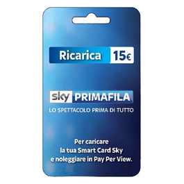 Sky, Ricarica Primafila 15€, Credito Online, Smart Card Sky