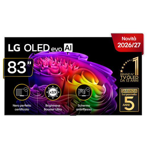 OLED83G64LW.API Serie G6 Smart TV 4K OLED evo 83" 120 Hz Wi-Fi 6E 4 HDMI 3 USB Audio 4.2 canali 60 W colore Argento