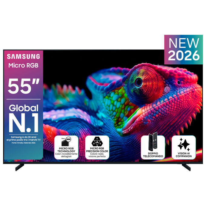 Samsung MRE55R85HAUXZT Micro RGB 55'' Smart TV 4K UHD Motion Xcelerator 144Hz Dolby Atmos colore Nero