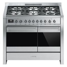 Smeg A2-81 Estetica Classica Cucina a Gas con 2 Forni Elettrici 6 Fuochi Classe energetica A 100x60 cm Acciaio Inox