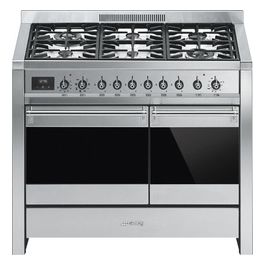 A2-81 Estetica Classica Cucina a Gas con 2 Forni Elettrici 6 Fuochi Classe energetica A 100x60 cm Acciaio Inox
