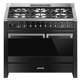 Smeg A2BL-81 Estetica Classica Cucina a Gas con 2 Forni Elettrici 6 Fuochi Classe energetica A 100x60 cm Nero