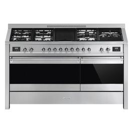 Smeg A5-81 Estetica Classica Cucina a Gas con 2 Forni Elettrici 7 Fuochi e Bbq Classe energetica A 150x60 cm Acciaio Inox