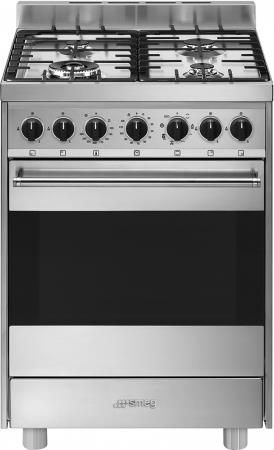 Smeg B61GMXI9 Estetica Mista Cucina a Gas con Forno Elettrico Termoventilato 4 Fuochi Classe energetica A 60x60 cm Acciaio Inox