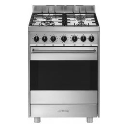 Smeg B61GMXI9 Estetica Mista Cucina a Gas con Forno Elettrico Termoventilato 4 Fuochi Classe energetica A 60x60 cm Acciaio Inox