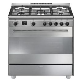 Smeg BG91PX2 Cucina a Gas 5 Fornelli 90x60 cm Forno Elettrico Acciaio inossidabile Classe A