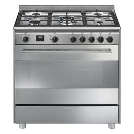 Smeg BG91PX9-1 Estetica Mista Cucina a Gas con Forno Elettrico Termoventilato 5 Fuochi Classe energetica A+ 90x60 cm Acciaio Inox