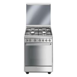 Smeg CX60SV9 Cucina a Gas con Forno Elettrico Ventilato Estetica Mista 4 Fuochi Classe energetica A Grill Largo 60x60 cm Acciaio Inox