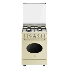 Smeg CO68GMP9 Cucina a Gas con Forno Elettrico Termoventilato Estetica Coloniale 4 Fuochi Classe energetica A Vapor Clean 60x60 cm Panna