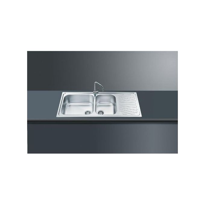 Smeg Lavello 116x50cm 2 Vasche Gocciolatoio Sx