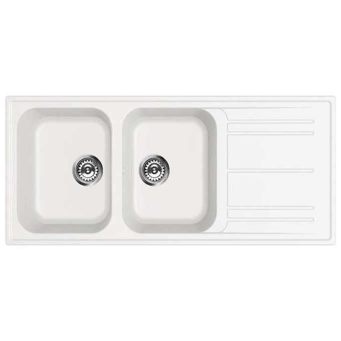 Smeg LZ116B Lavello Sintetico da Incasso Standard Estetica Universale 2 Vasche + Gocciolatoio Reversibile 116 cm Bianco