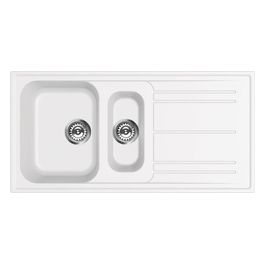 LZ102B Lavello Sintetico da Incasso Standard Estetica Universale 1 Vasca 1/2 + Gocciolatoio Reversibile 100 cm Bianco