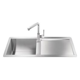LQ861DF Lavello Acciaio inox da incasso Filotop Gocciolatoio a Destra 1 Vasca saldata Inox 86x50cm LQ861DF