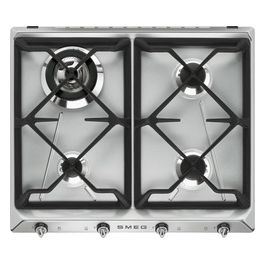 SR964XGH Piano Cottura a Gas 4 Zone Griglie in Ghisa Estetica Victoria 60 cm Acciaio Inox