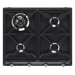 SR964NGH Piano Cottura a Gas 4 Zone Griglie in Ghisa Estetica Victoria 60 cm Nero