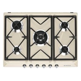SR975PGH Piano Cottura a Gas 5 Zone Griglie in Ghisa Estetica Victoria 75 cm Panna