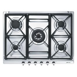 SE70SGH-5 Piano Cottura a Gas 5 Zone Griglie in Ghisa 75 cm Acciaio Inox