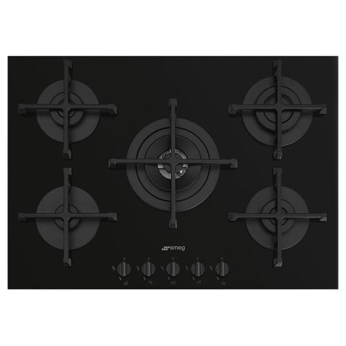 PV275B Piano cottura in vetro a Gas 70/75 cm Estetica Selezione 5 fuochi Nero